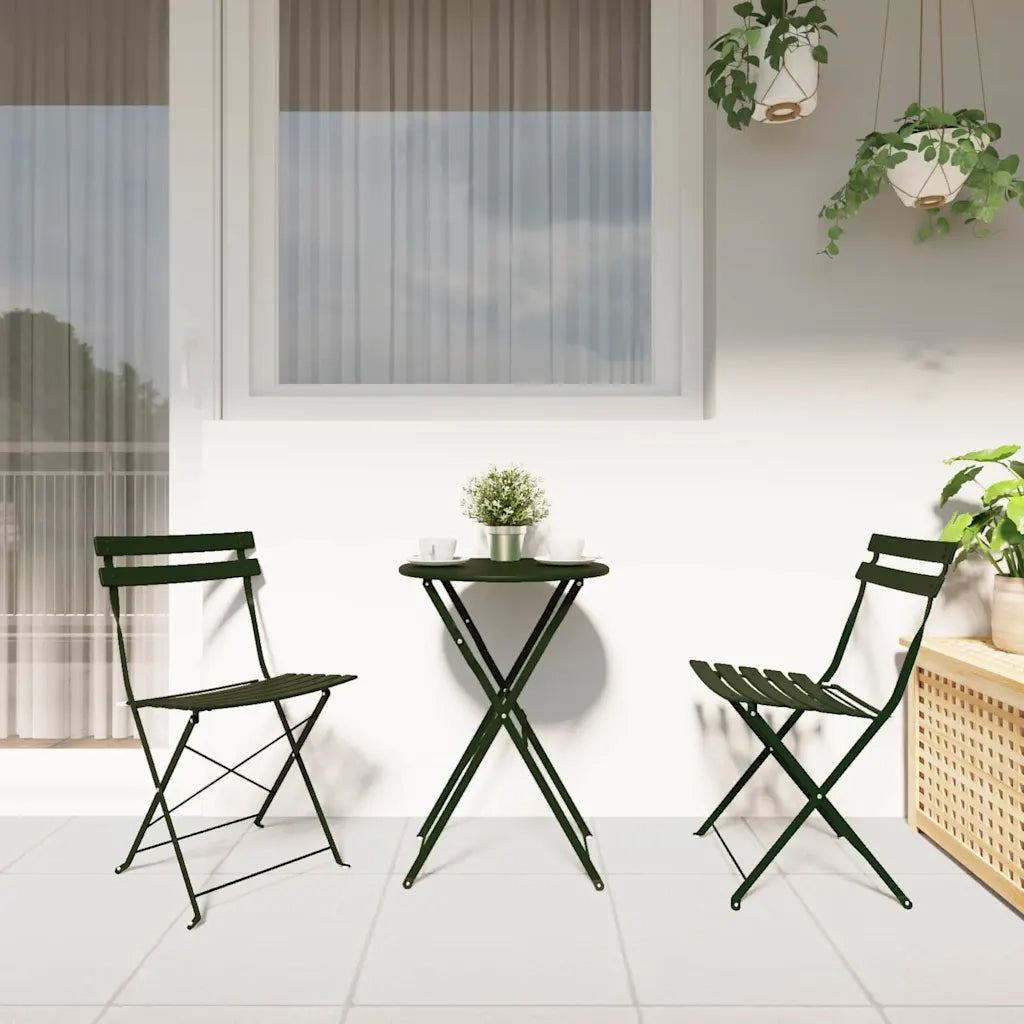 Sedia Pieghevole da Giardino 2 pcs Verde 42 x 46 x 82cm Metallo 42002955