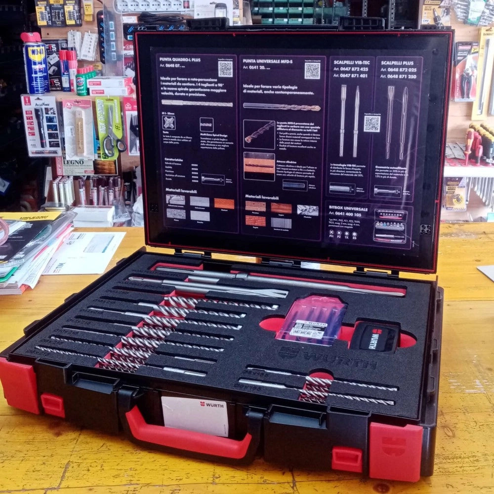 Set professionale punte e scalpelli sds plus 44 pezzi per cemento e muratura