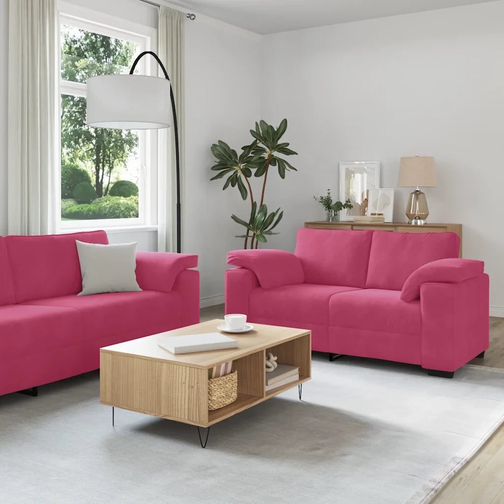 Set di Divani 3 pz con Cuscini Rosso Vino in Velluto 3324671