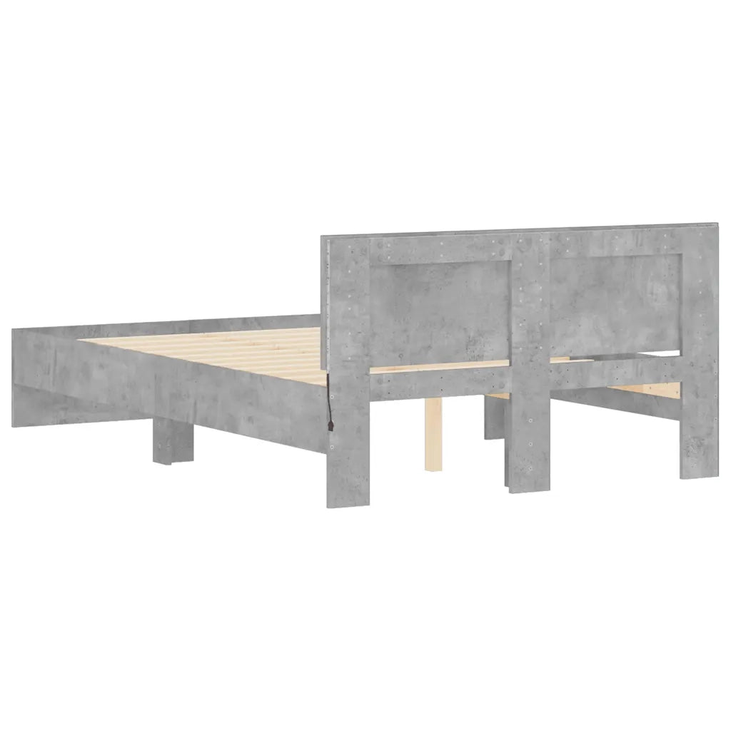 Giroletto con Testiera e LED Grigio Cemento 140x190 cm 3207626