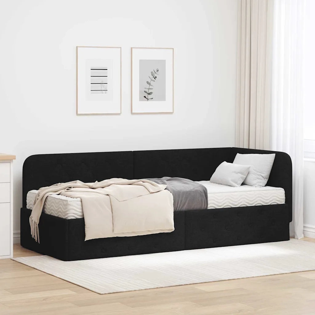 Cornice del letto ad angolo Nero 80 x 200 cm Tessuto