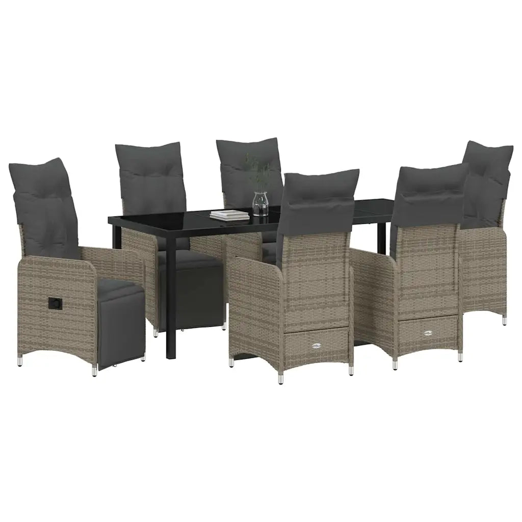 Set da Pranzo per Giardino con cuscino 7 pcs Grigio polyrattan 3379679