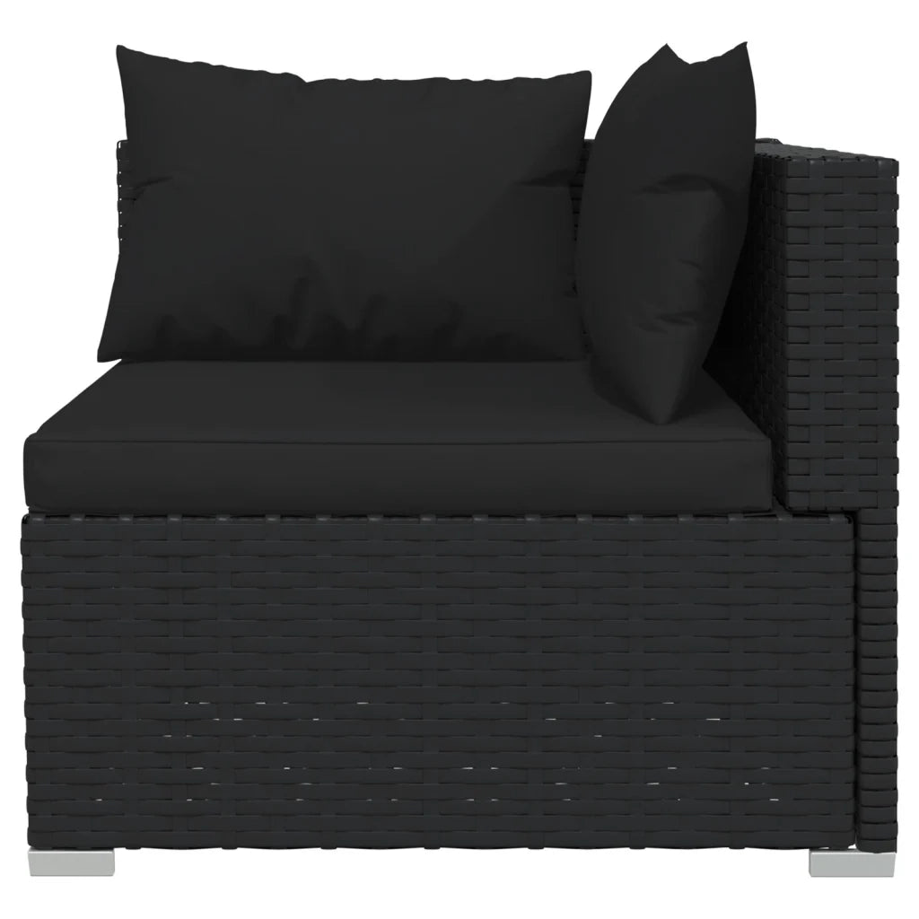 Set Mobili da Giardino 6 pz con Cuscini in Polyrattan Nero 3101936