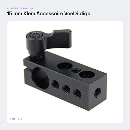 Accessorio per montaggio - 15 mm Klem - Multifunzionale - Nero - Adatto per fotocamere - Ideale per fotografi e registi