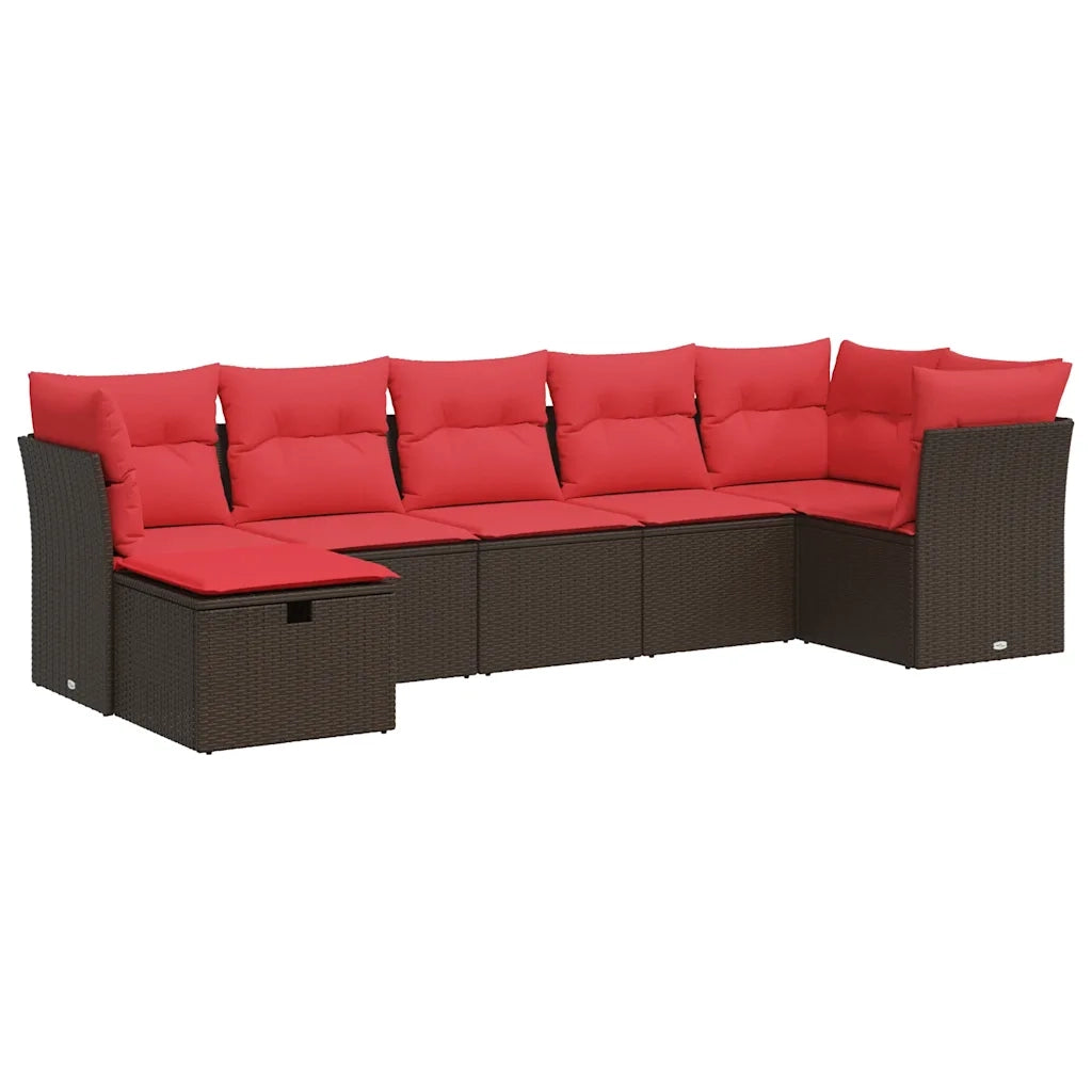 Set Divani da Giardino 7 pz con Cuscini Marrone in Polyrattan 3325310