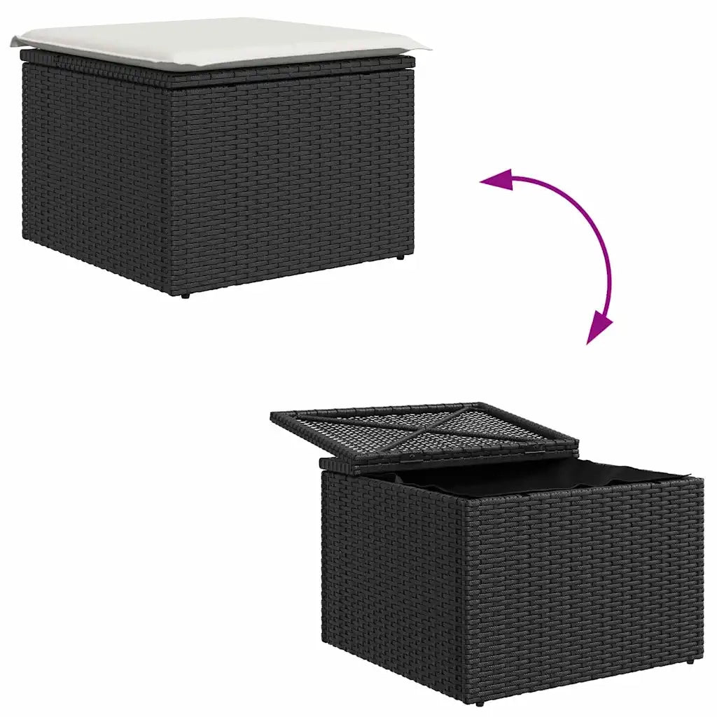 Set Divano da Giardino con cuscino 8 pcs Nero Poly Rattan 3357060