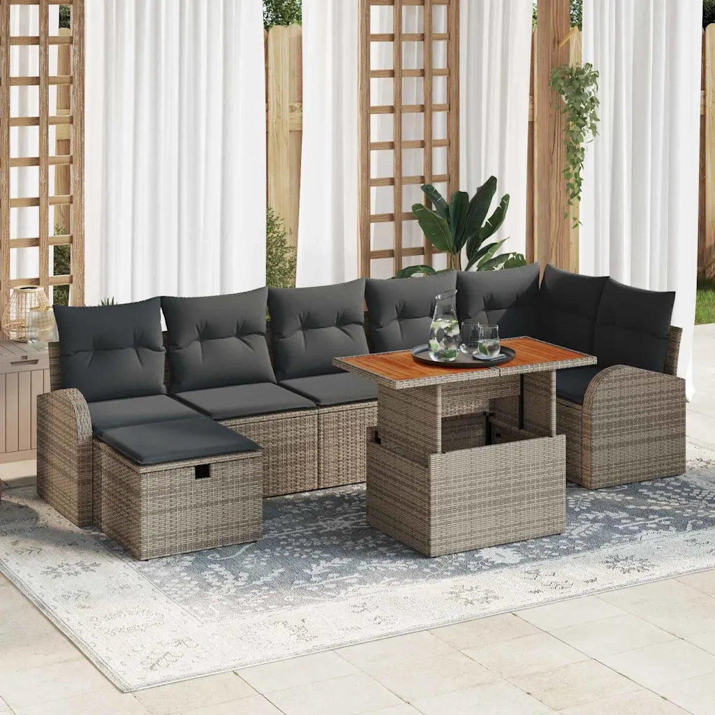 Set Divano da Giardino 8 pcs Grigio polyrattan 3361307