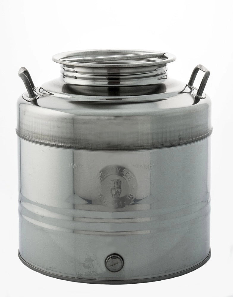 FUSTO CONTENITORE PER OLIO IN ACCIAIO INOX,BOCCA LARGA LT.30