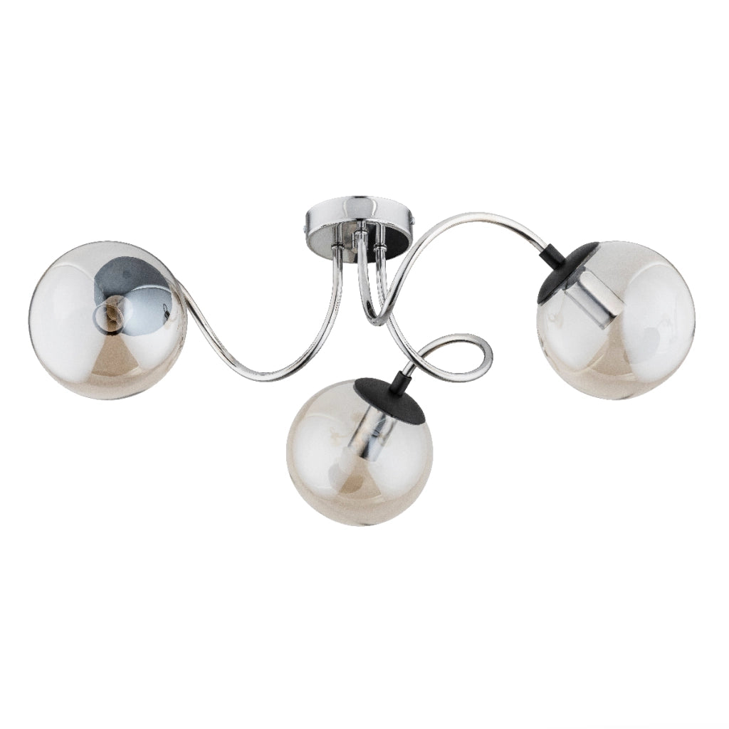 Plafoniera moderna cromata bracci ondulati 3xE14 Alfa DEXA