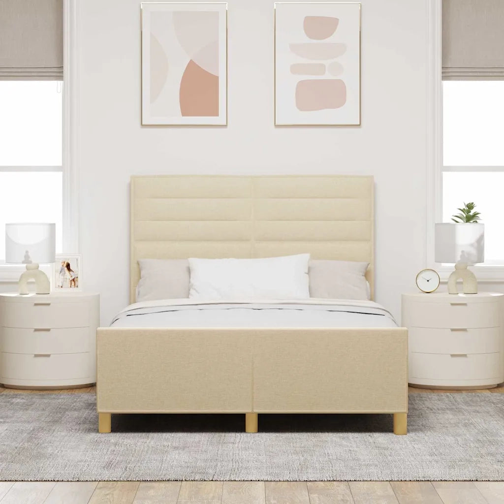 Struttura del letto con testiera Crema 140 x 200 cm Tessuto