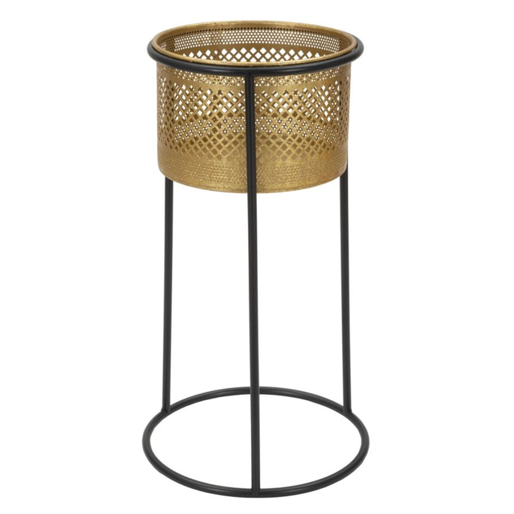 Vaso per Piante VKH686, Oro, Metallo, 25x25x50 cm