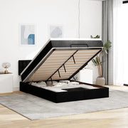 Pouf Letto con Materasso e LED Nero 140x200 cm in Tessuto 3312480