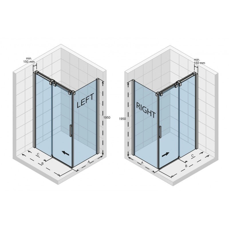 OCEAN 203 RIHO 120x80 x195cm Box Doccia Angolo Destro con Porta Scorrevole
