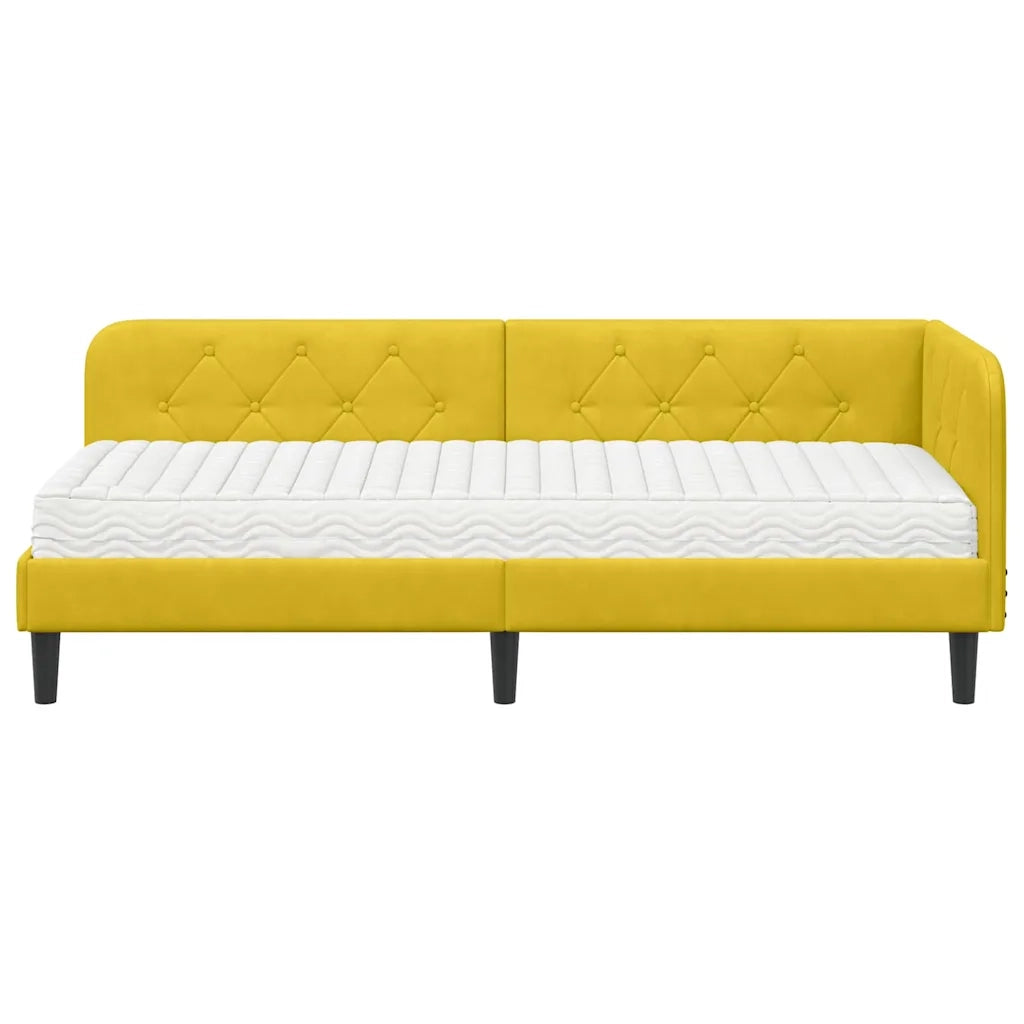 Cornice del letto ad angolo Giallo 80 x 200 cm Velluto