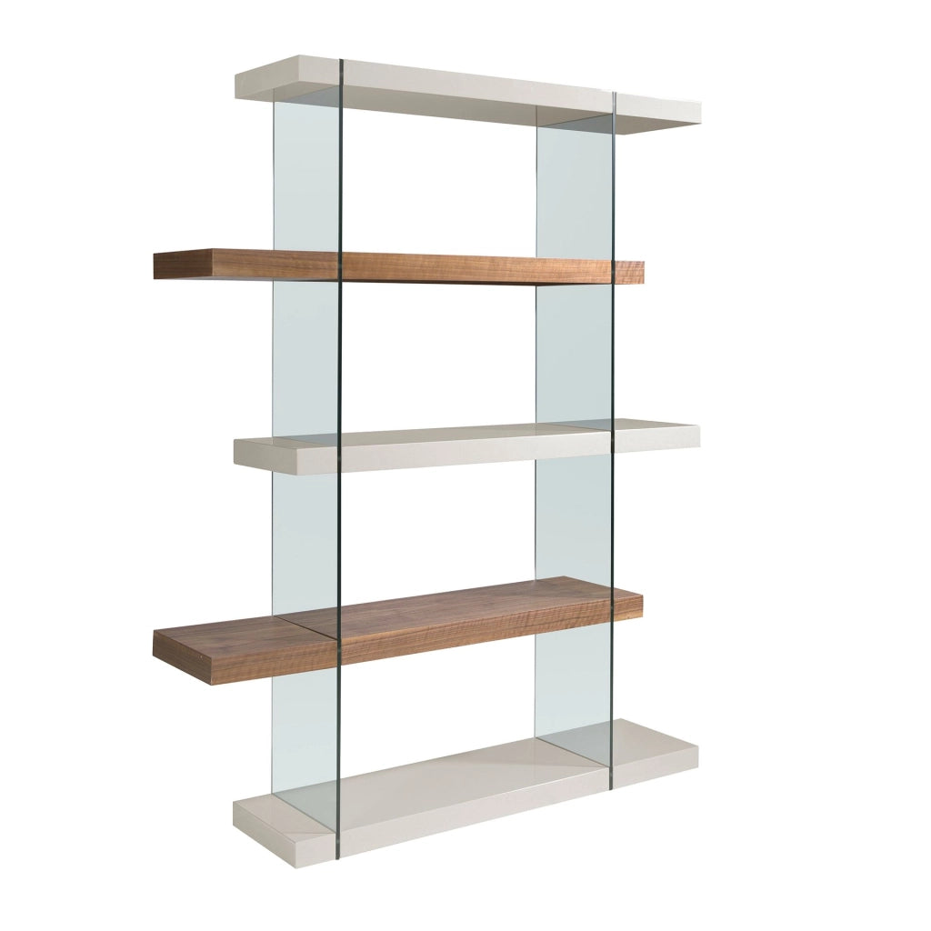 Scaffale rettangolare in noce e legno grigio