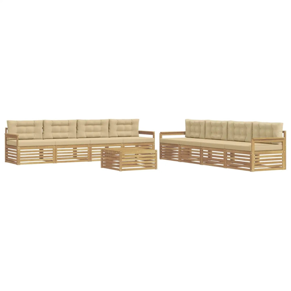Set di divani da esterno 9 pz Bianco e Beige Poliestere 3390233