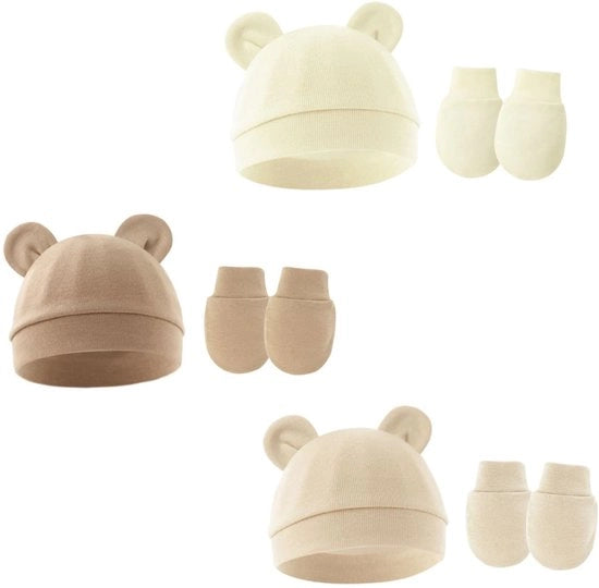Set di 3 Copricapo in Cotone per Bambini da 0 a 6 mesi - Respirante e Comodo