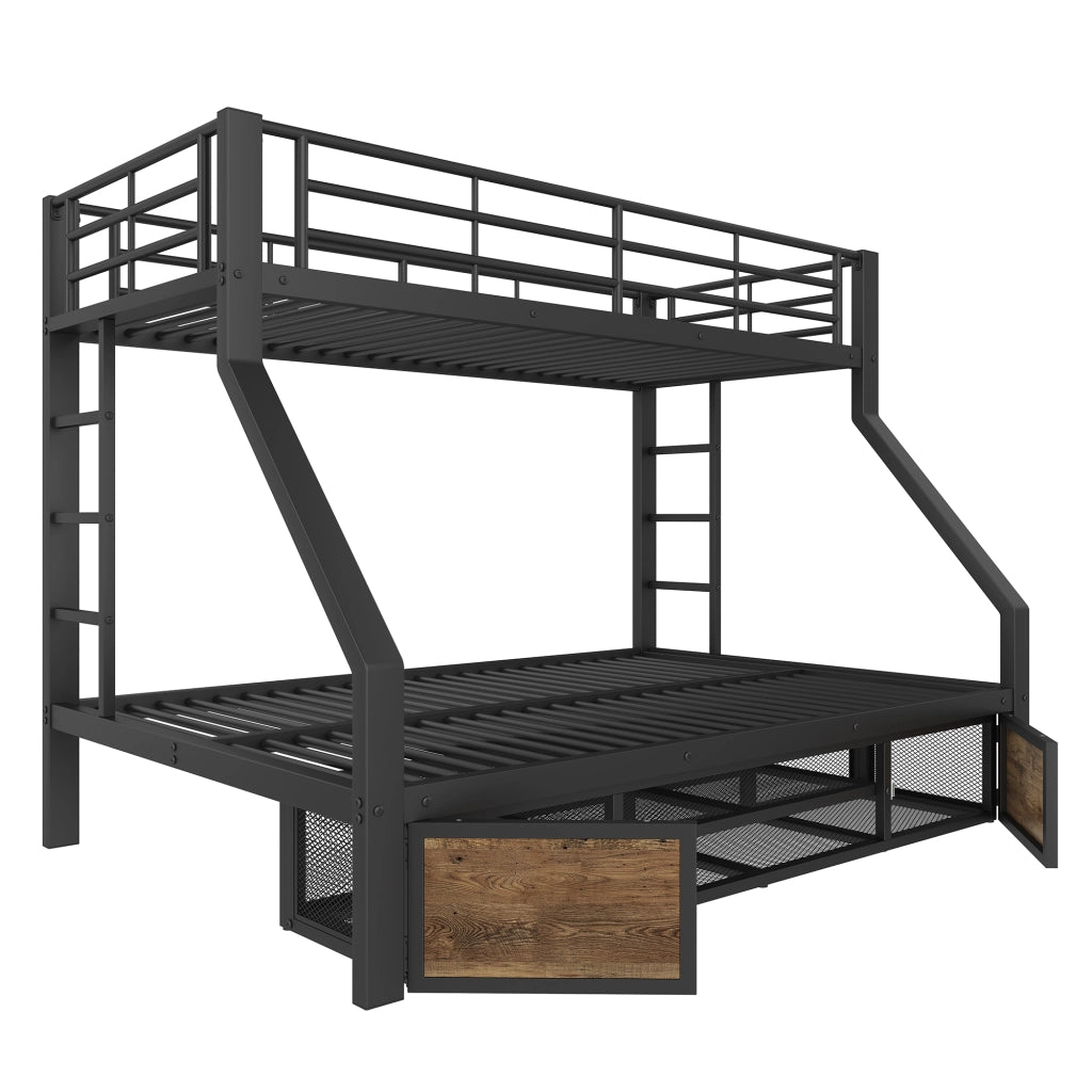 Letto a castello con scarpiera metallo nero 90x200 cm