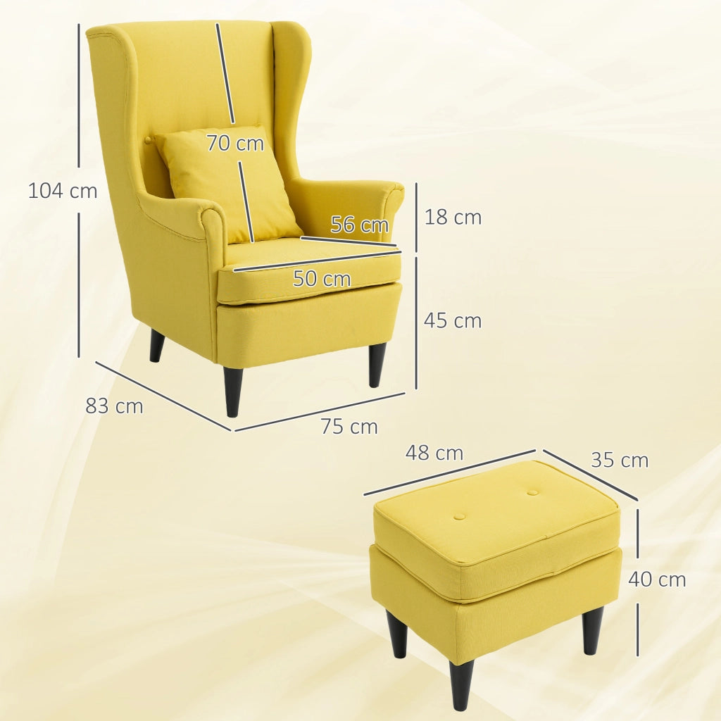 Poltrona Reclinabile con Poggiapiedi ¨C Zephmum ¨C Tessuto Giallo 75x83x104
