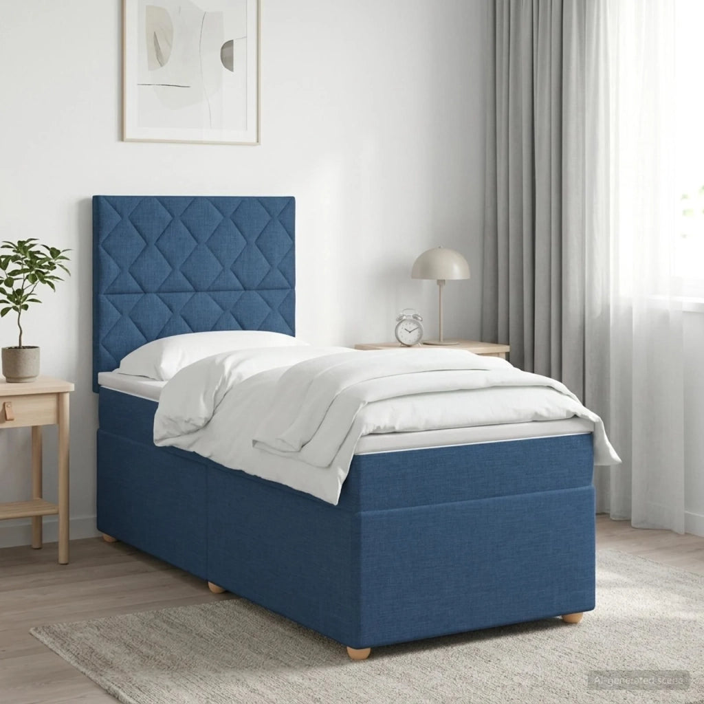 Letto box spring con materasso Blu 100 x 200 cm Tessuto 3453829