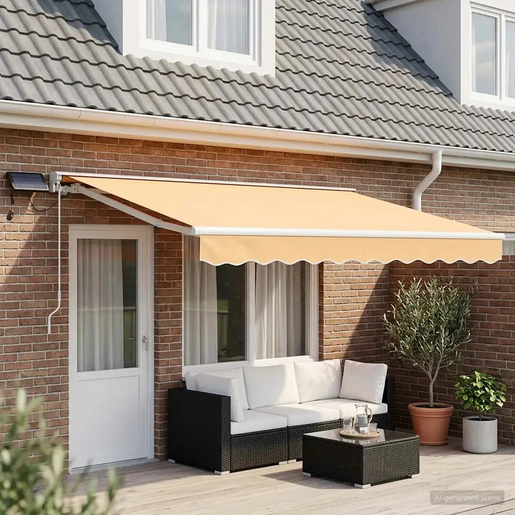 Cornice per Tenda Manuale con LED Sabbia 5 × 3,5 m 3426448