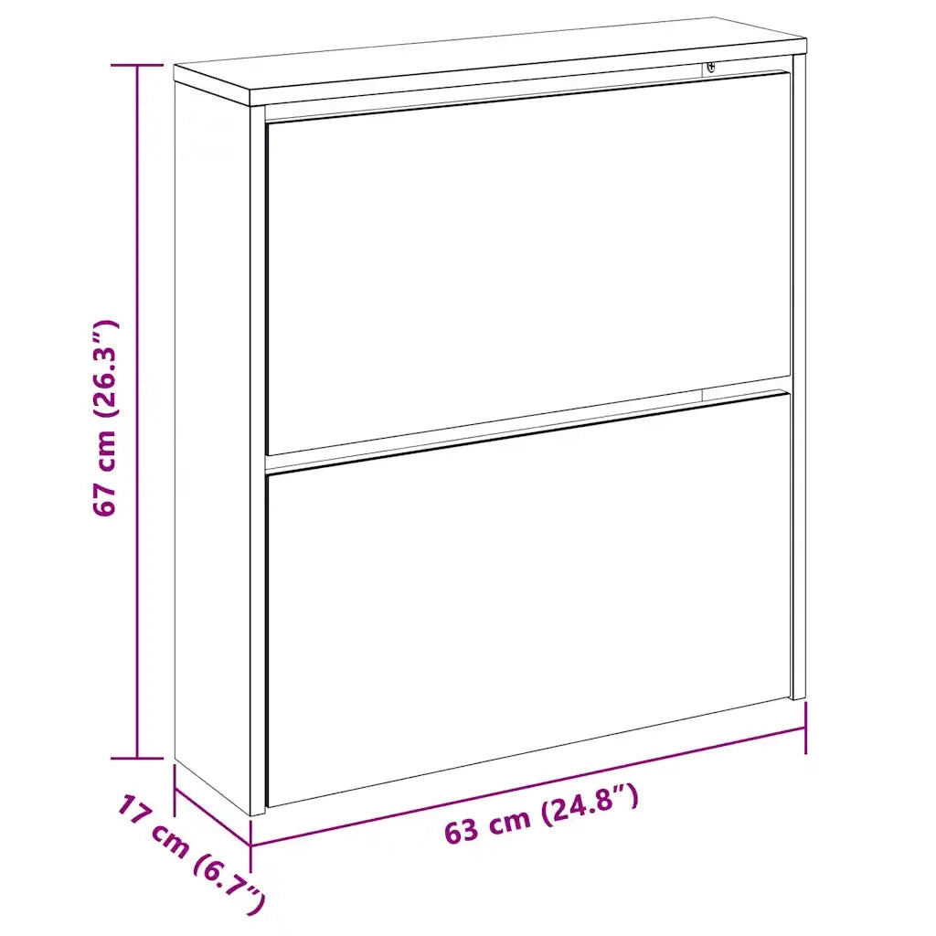 Scarpiera con Specchio a 2 Livelli-Mobile con specchio Nera 63x17x67 cm