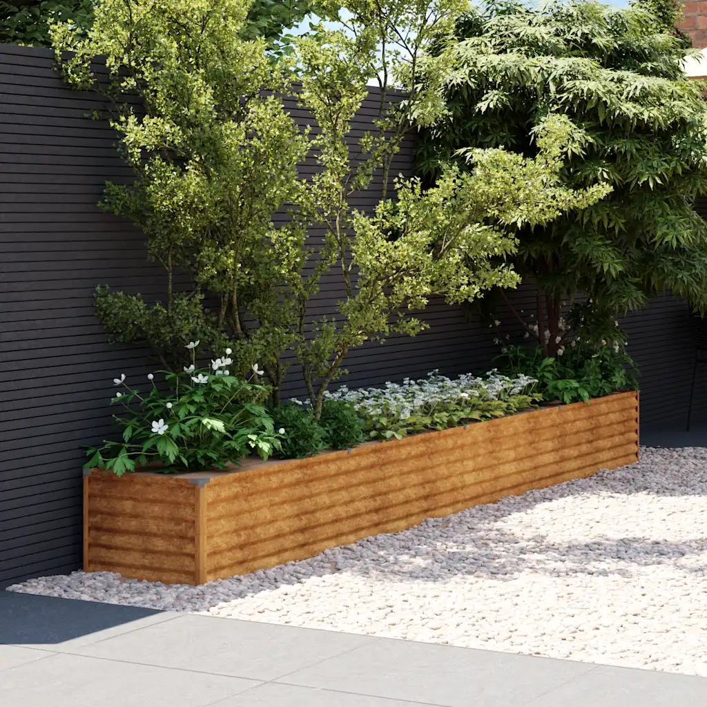 Fioriere | Cassetta per fiori | Letto Rialzato da Giardino 386x50x36 cm Acciaio Corten