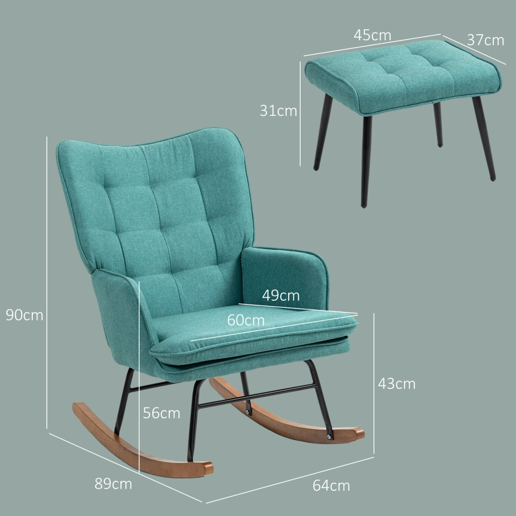 Poltrona Dondolo con Poggiapiedi e Braccioli ¨C Minimal ¨C Verde