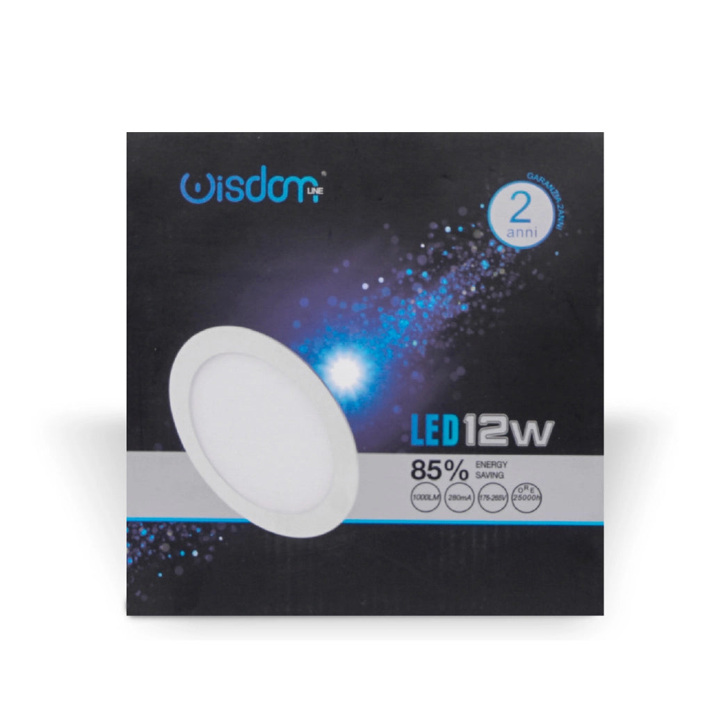 Pannello led slim da incasso tondo 12w 3000K luce calda