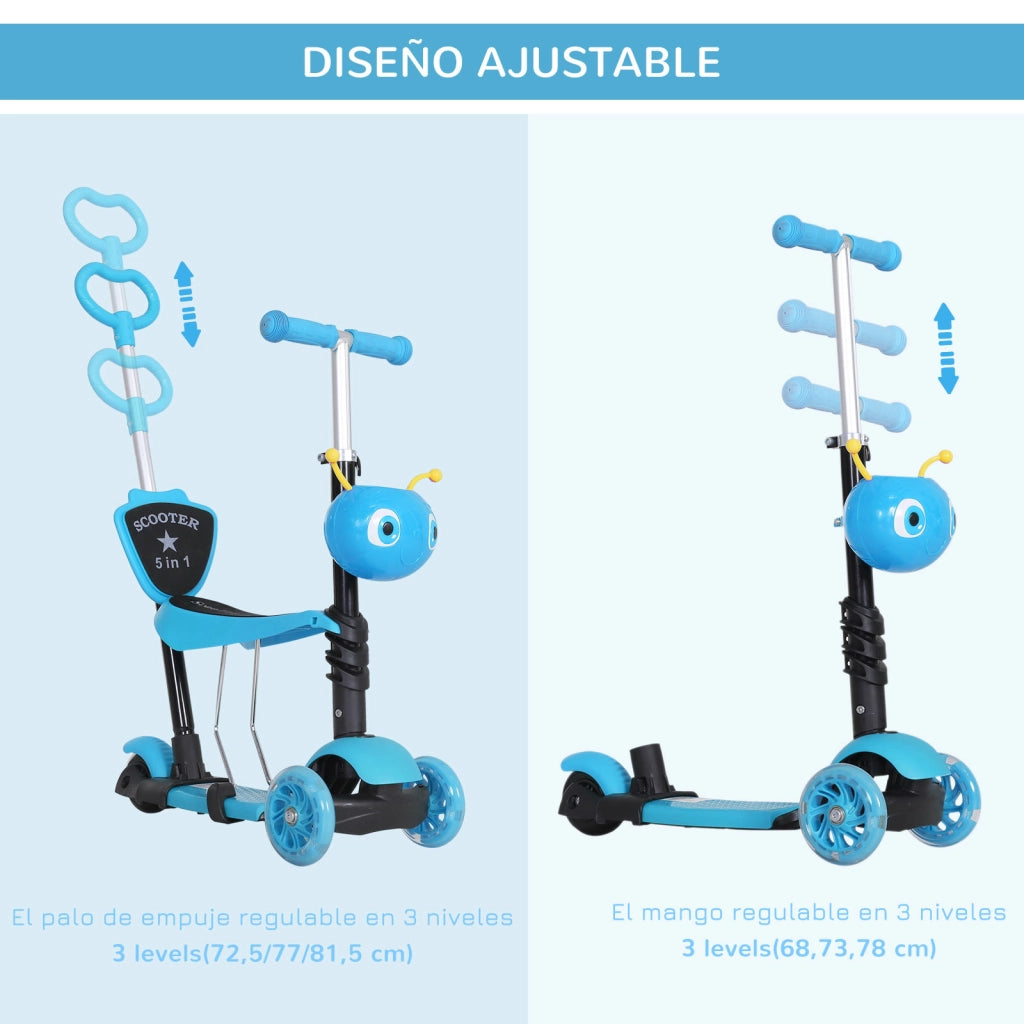 Patinete 3 in 1 per Bambini ¨C Minimal ¨C Blu 62x25x72,5 cm