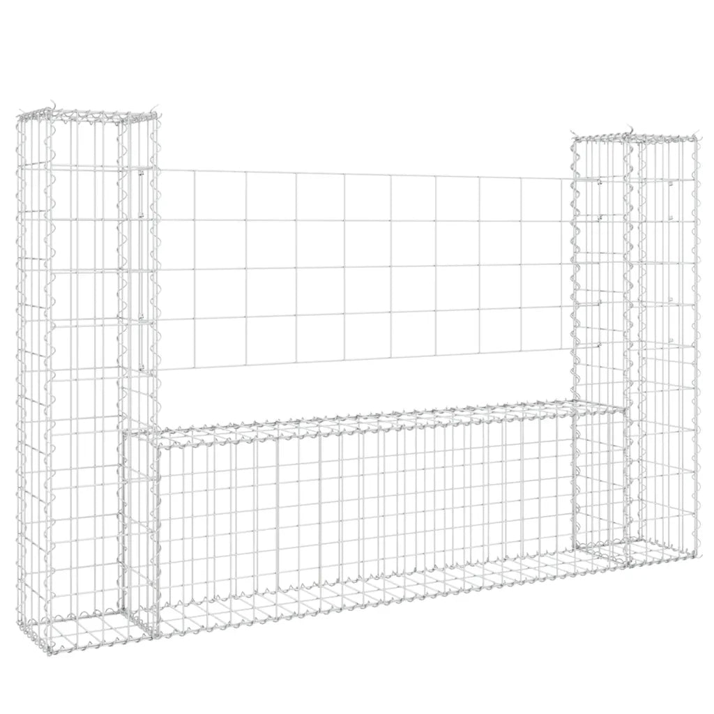 Cesto Gabbione a U con 2 Pali in Ferro 140x20x100 cm