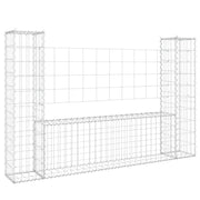 Cesto Gabbione a U con 2 Pali in Ferro 140x20x100 cm
