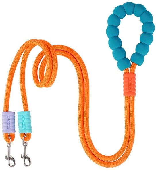 Cinturone per cani doppio 360° girevole - nylon 2 metri - antiscivolo - maniglia morbida - adatto per 2 cani - guinzaglio per cani