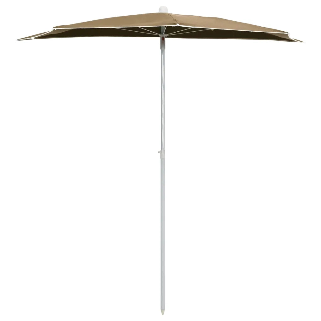 Ombrellone Semicircolare da Giardino con Palo 180x90 cm Tortora 315562