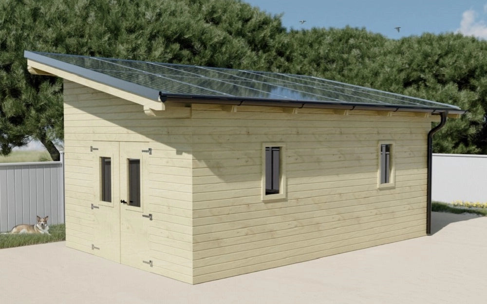 Casetta a Pannelli 120x120 abete THT con impianto fotovoltaico Wattoit 6kW