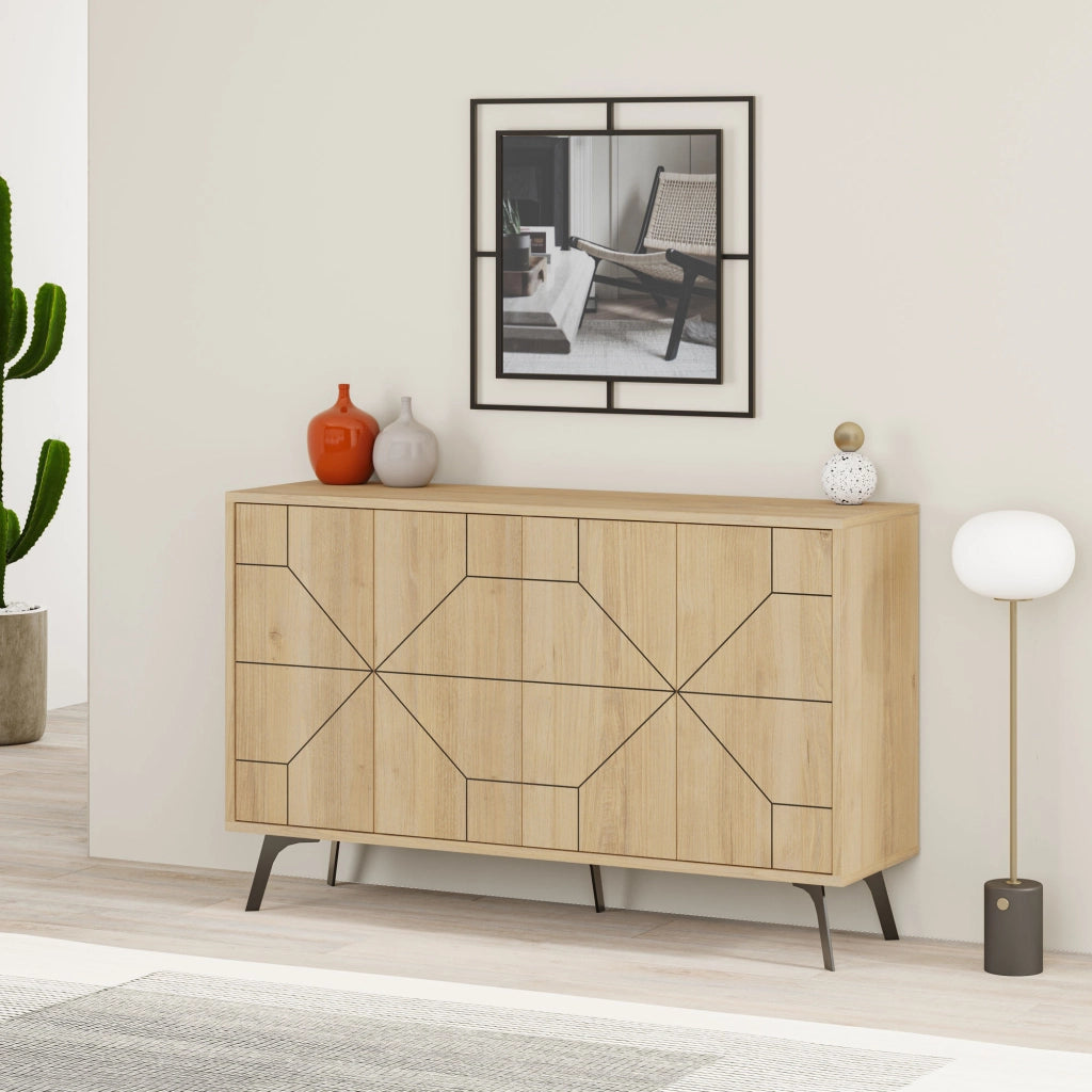 Credenza in legno "Dune" - 123 x 35 x 62 cm - Beige