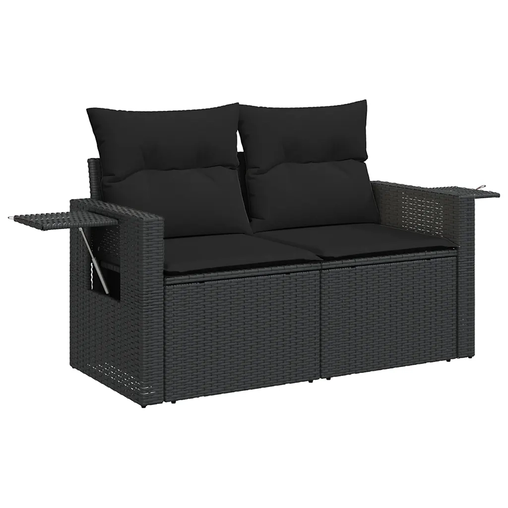 Set Divani da Giardino 9 pz con Cuscini Nero in Polyrattan 3327184