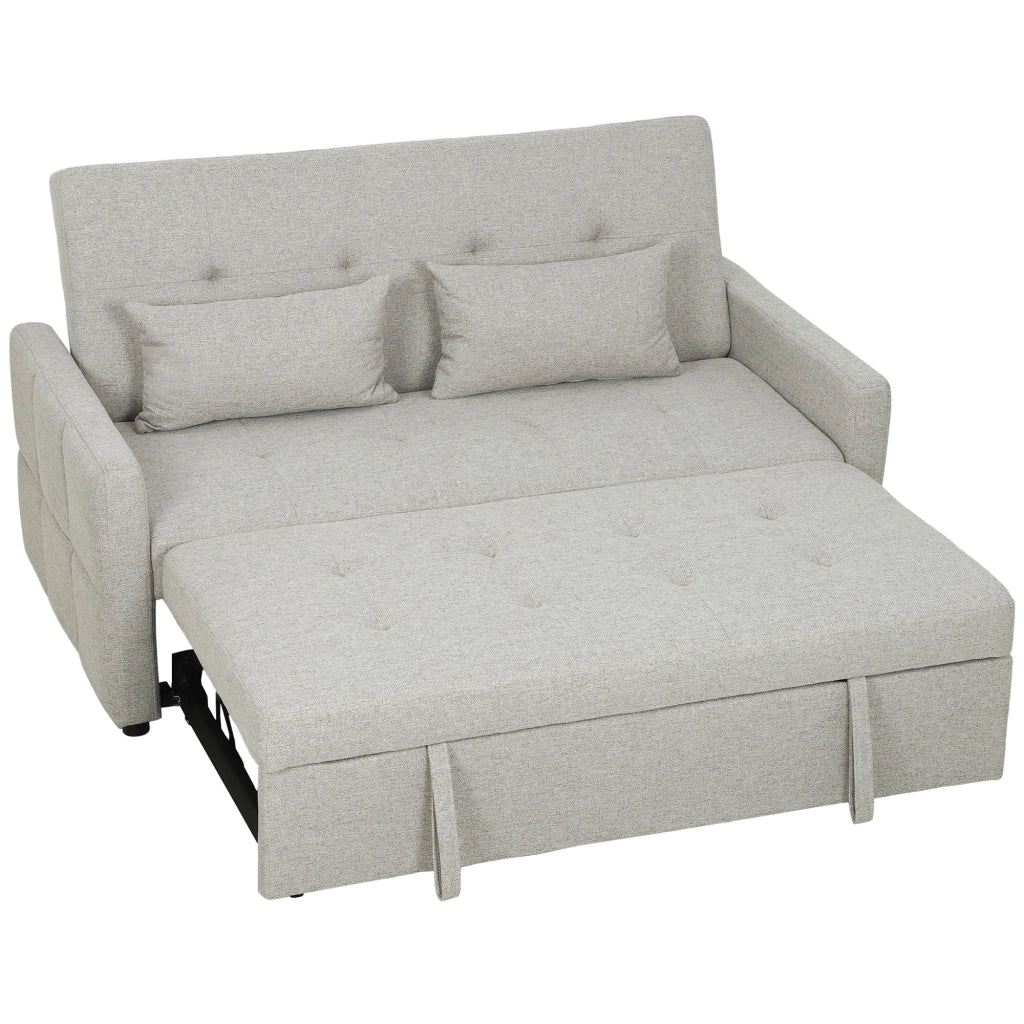 Divano Letto Clic Clac 2 Posti con Cuscini in Tessuto ¨C Zephmum ¨C Marrone Chiaro