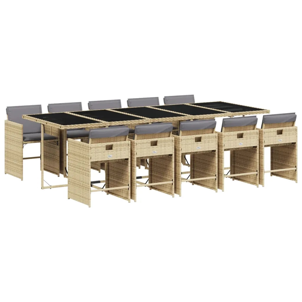 Set Pranzo da Giardino 11 pz con Cuscini Beige Misto Polyrattan 3277883