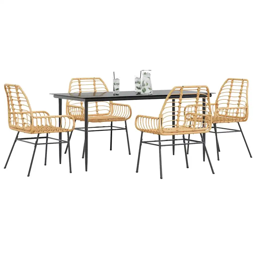 Set da Pranzo da Giardino 5pz Polyrattan Vetro 3334446