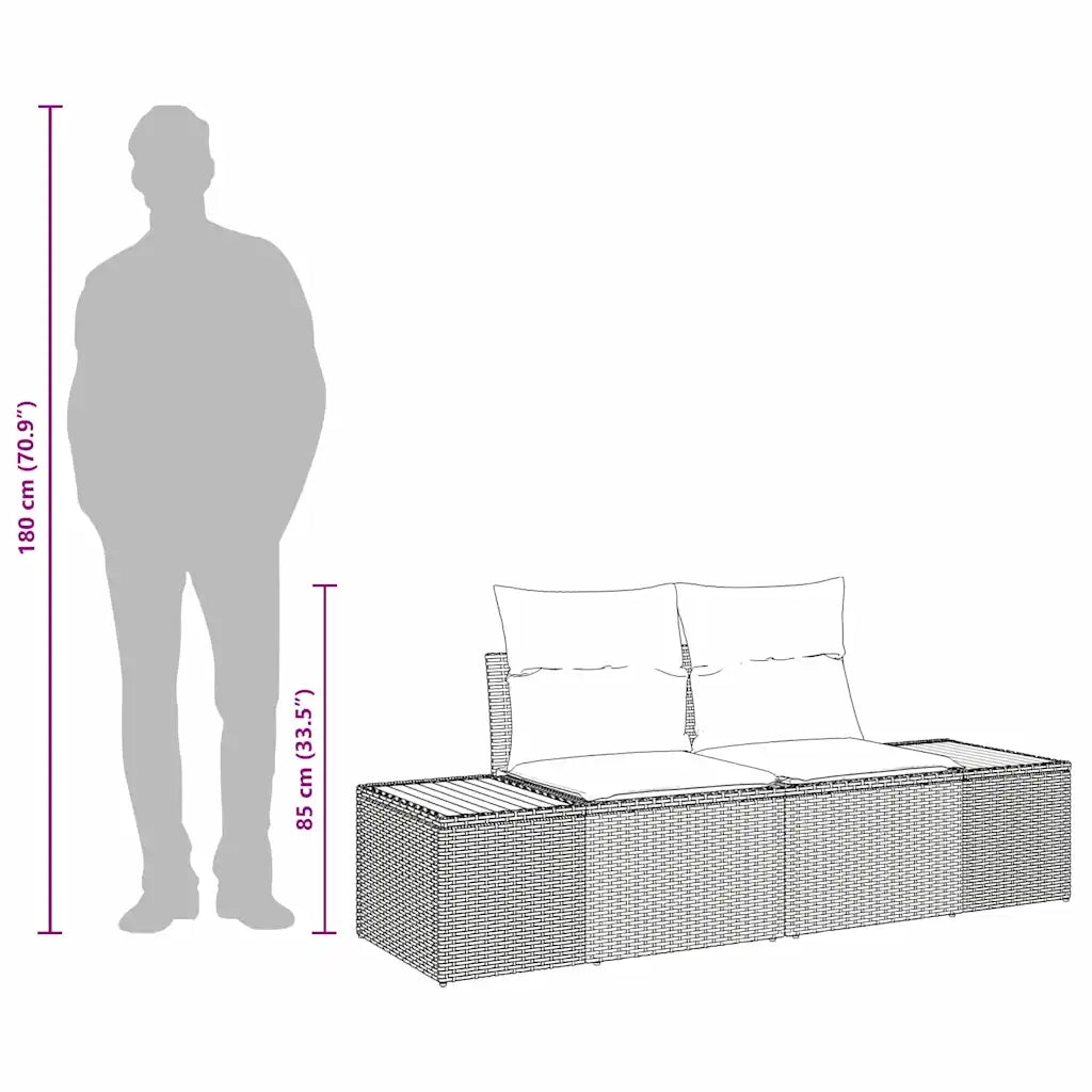 Divano da giardino Nero 184 x 62 x 85cm polyrattan 42006812