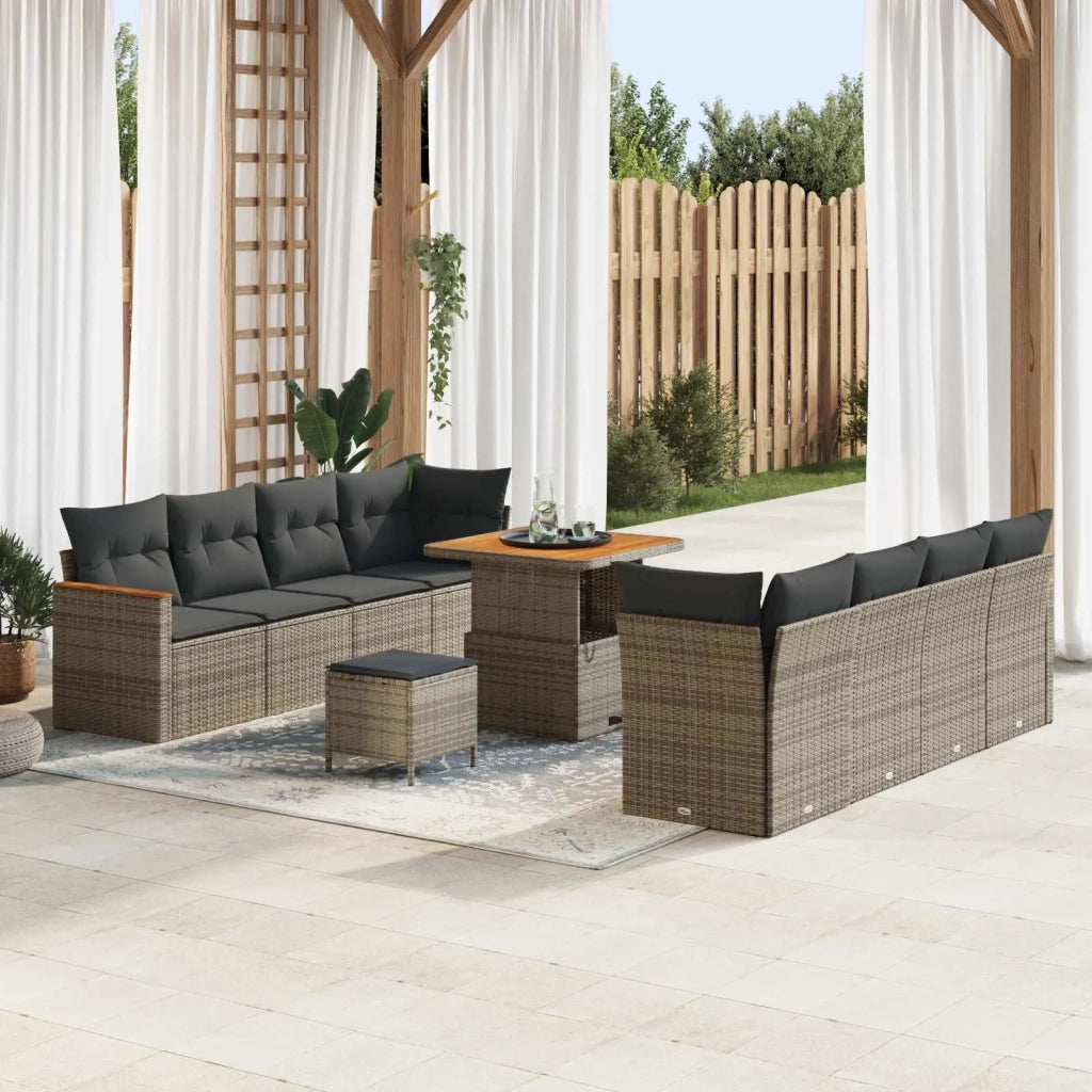 Set Divano da Giardino 11 pcs Grigio polyrattan 3362888