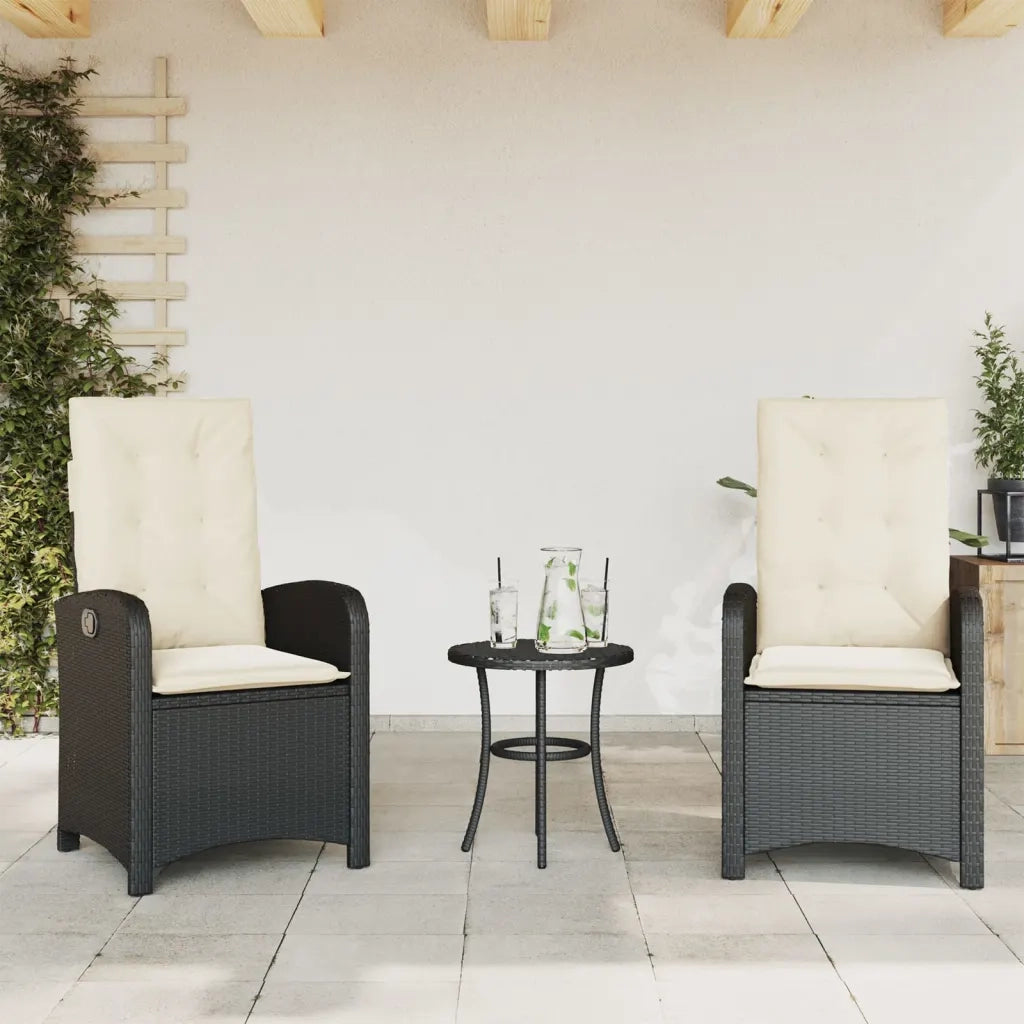 Set da Bistrò 3 pz con Cuscini Nero in Polyrattan 365176