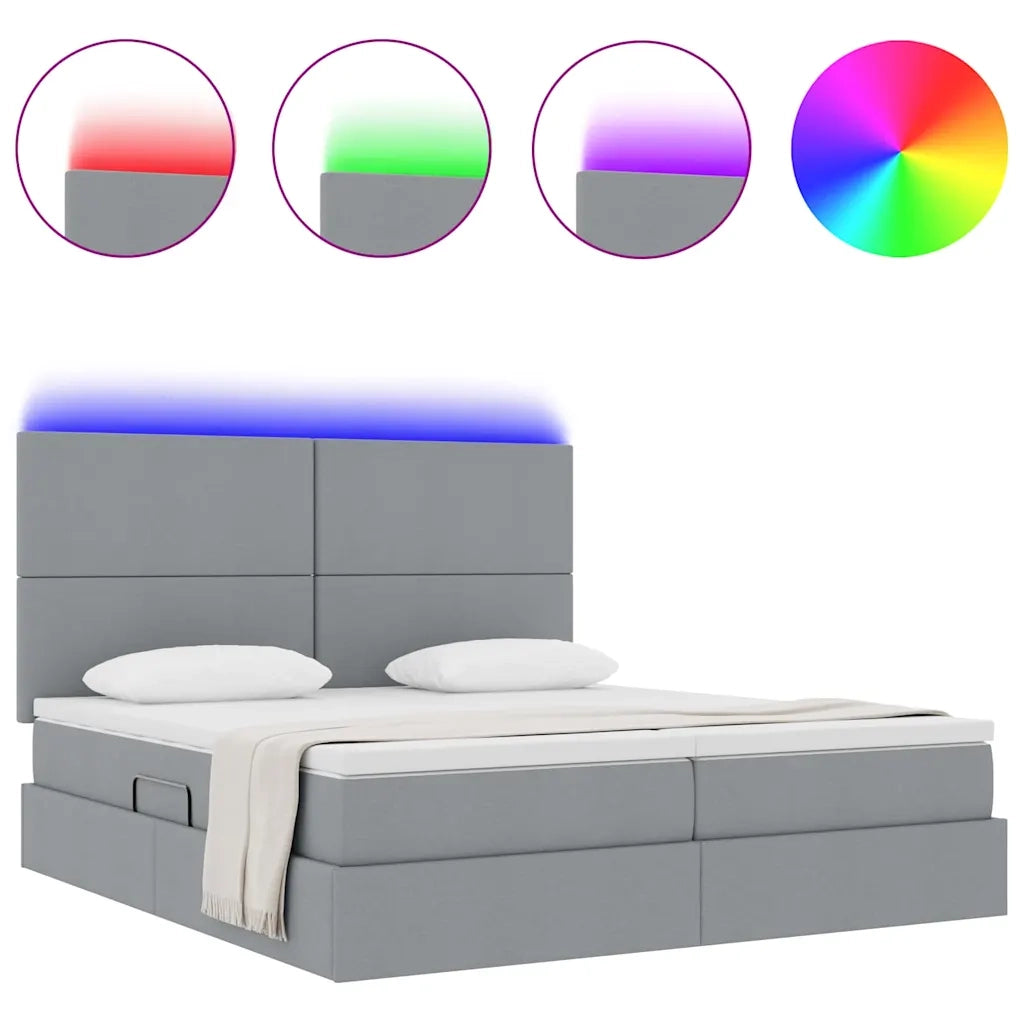 Letto con testiera Grigio chiaro 180 x 200 cm Tessuto