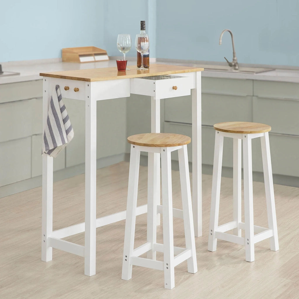Tavolo alto bar con 2 sgabelli Penisola cucina  A107 cm, FWT50-WN