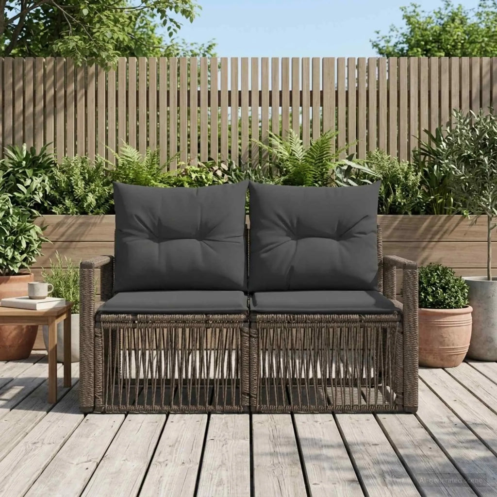 Divano da giardino 2-Numero di posti Grigio polyrattan 42026705