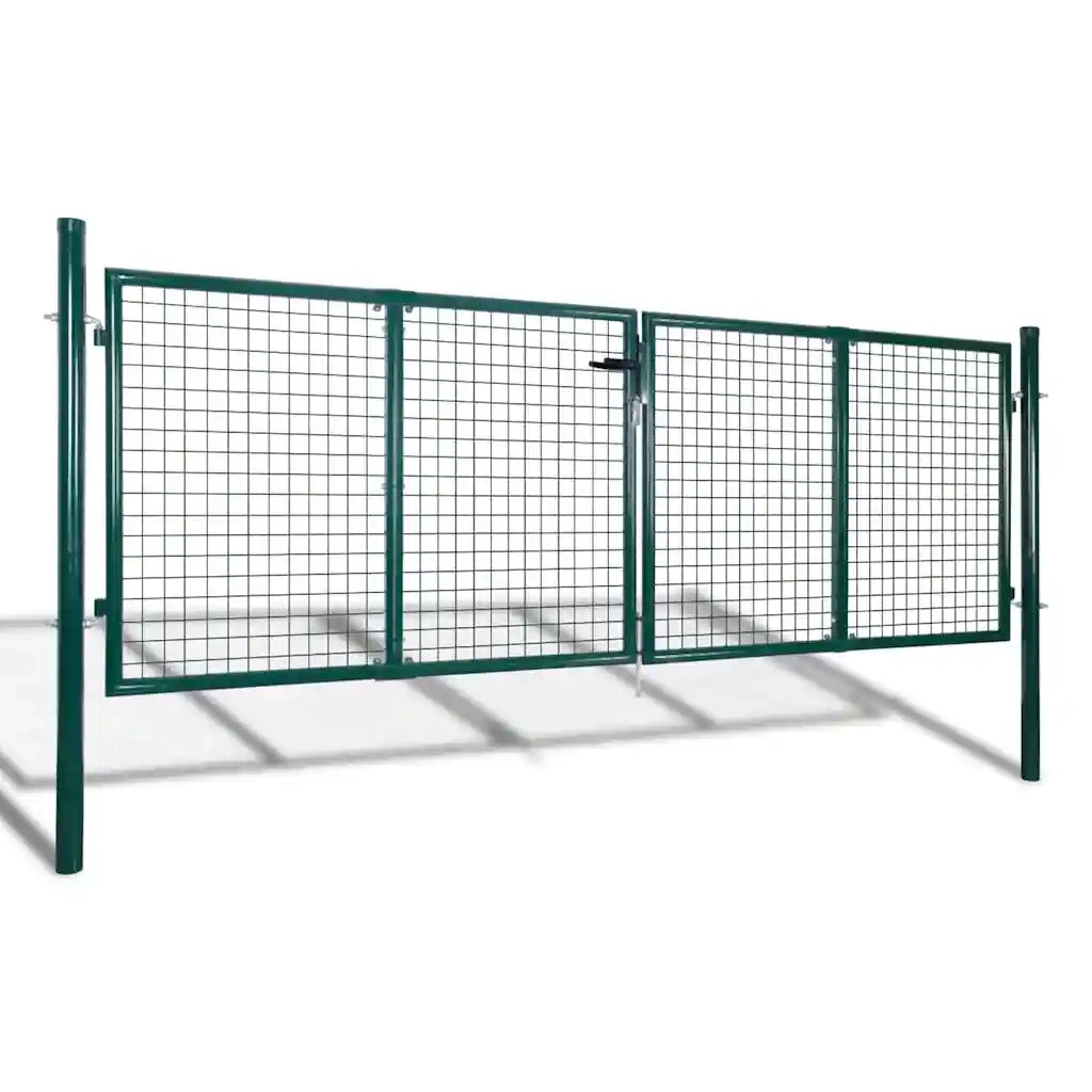 Cancello per Recinzione in Acciaio 300x100 cm Verde 42979