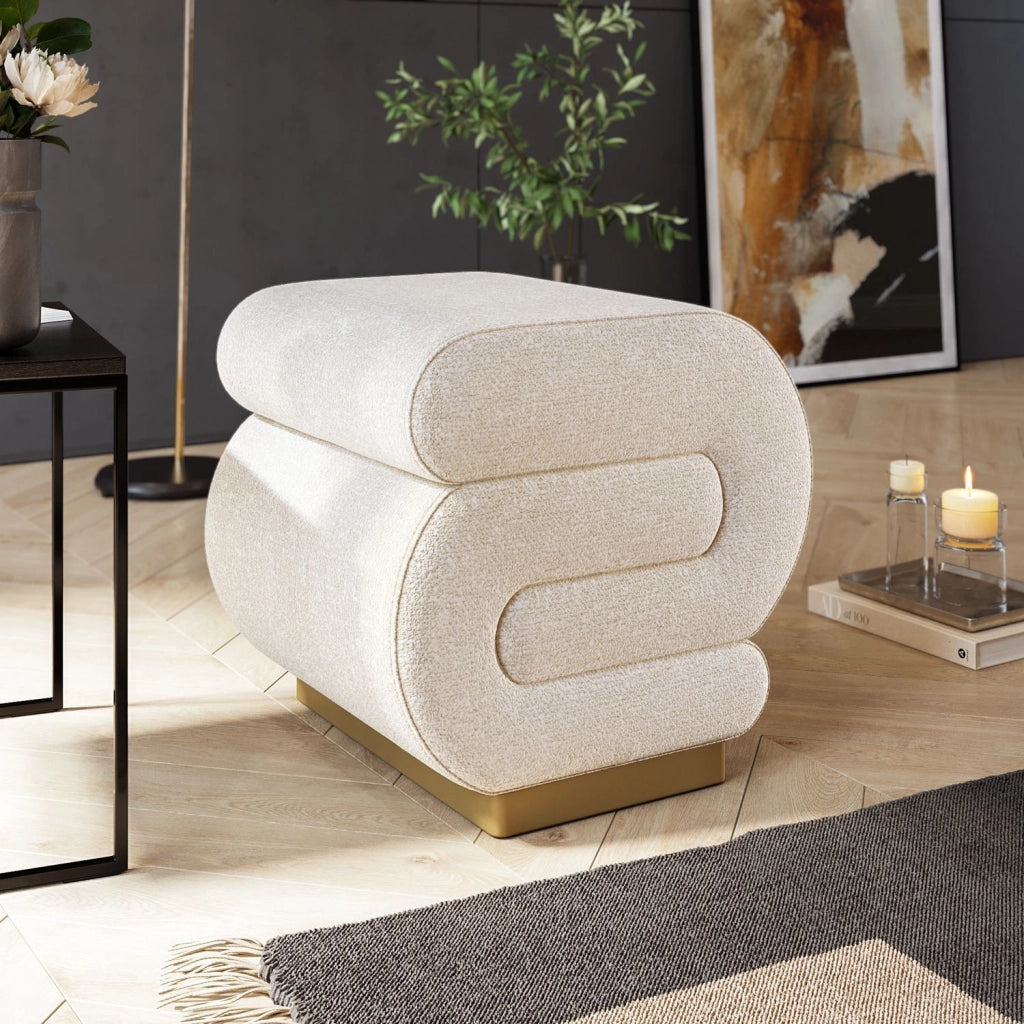 Pouf in legno "Sally" 40 x 42 x 42 cm - Crema