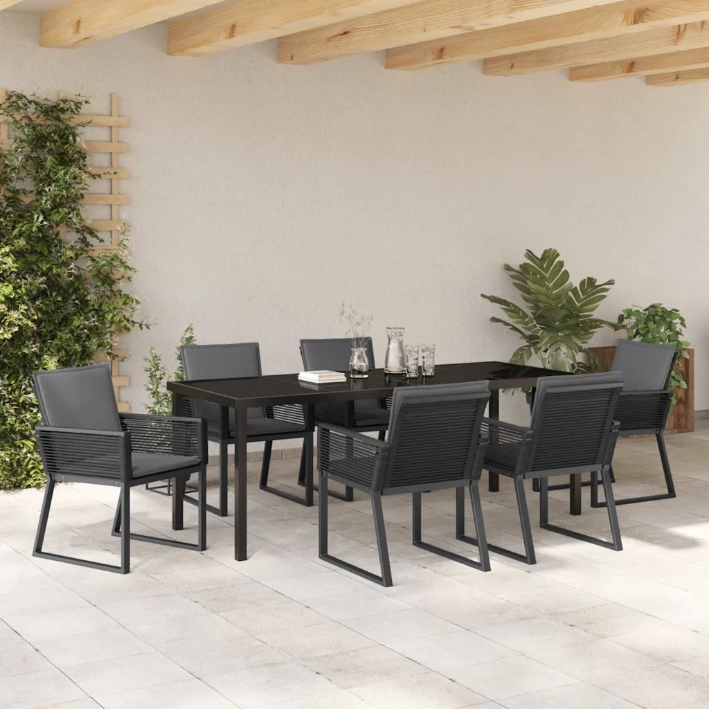 Set da Pranzo per Giardino 7 pcs Nero 3379322