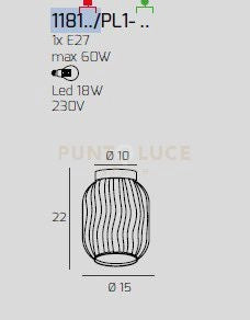 PLAFONIERA BIANCO 1 LUCE VETRO BLU 1181BI-PL1-BL
